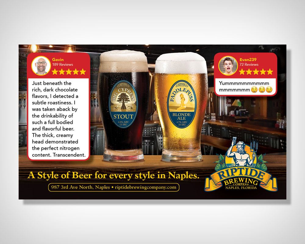 Direct mailer for Riptide Brewing in Naples FL