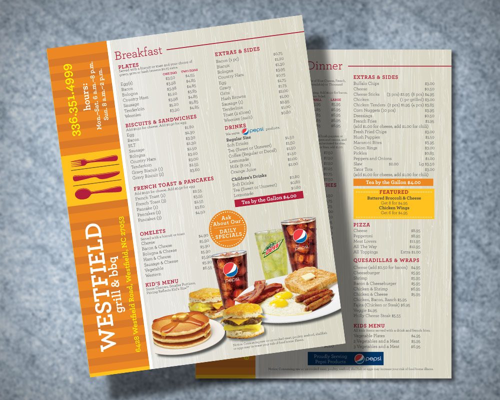 Menu for Westfield Grill and BBQ